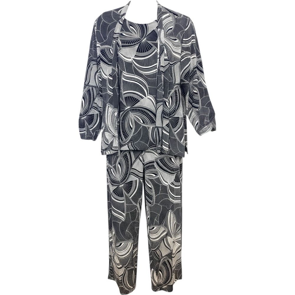 Chicos Travelers 3 Piece Suit Set Cardigan Wide Leg Pants Tank Top Sz 4 /US XXL